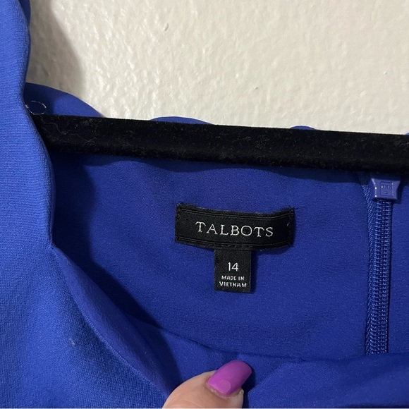 Talbots Royal Blue Mini DressAcallop collar Plus size 14 Business Casual office - Picture 4 of 6